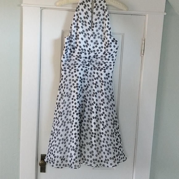WHBM white w/black dots halter dress - Picture 3 of 3